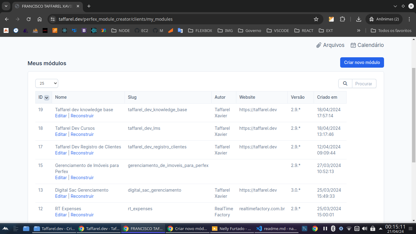 Taffarel.dev - Criador de Módulos para Perfex CRM