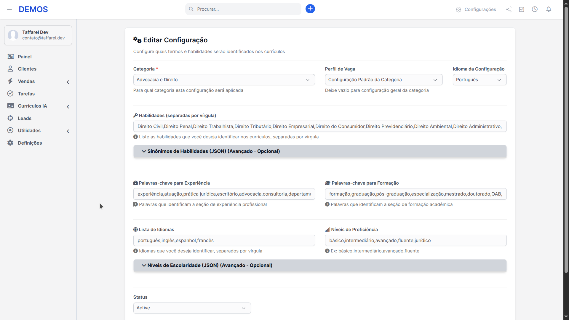 Módulo Analisador de Currículos com IA