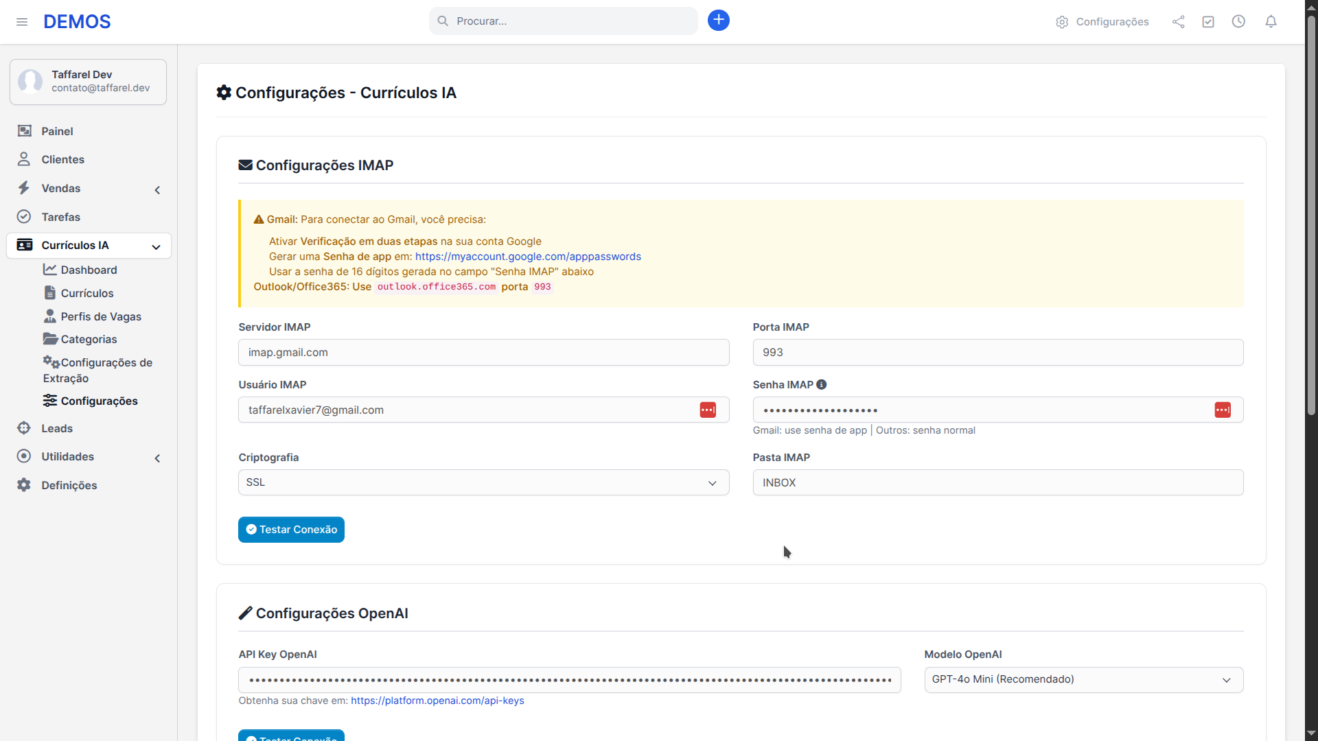 Módulo Analisador de Currículos com IA