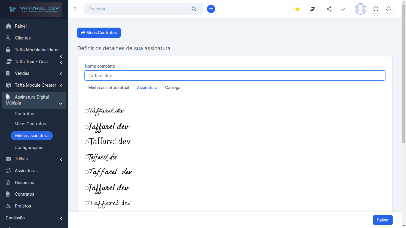 Taffarel.dev - Módulo Assinatura Digital Múltipla para Perfex CRM