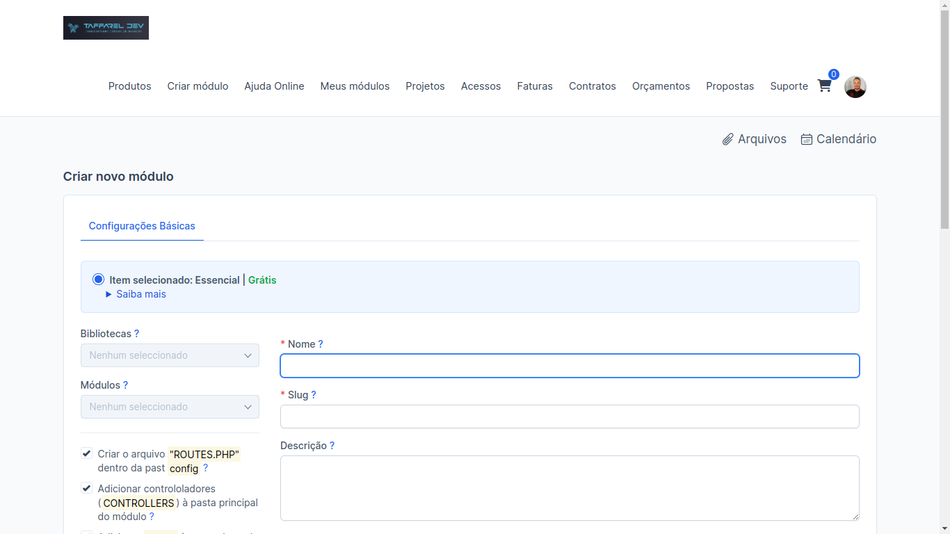 Taffarel.dev - Criador de Módulos para Perfex CRM