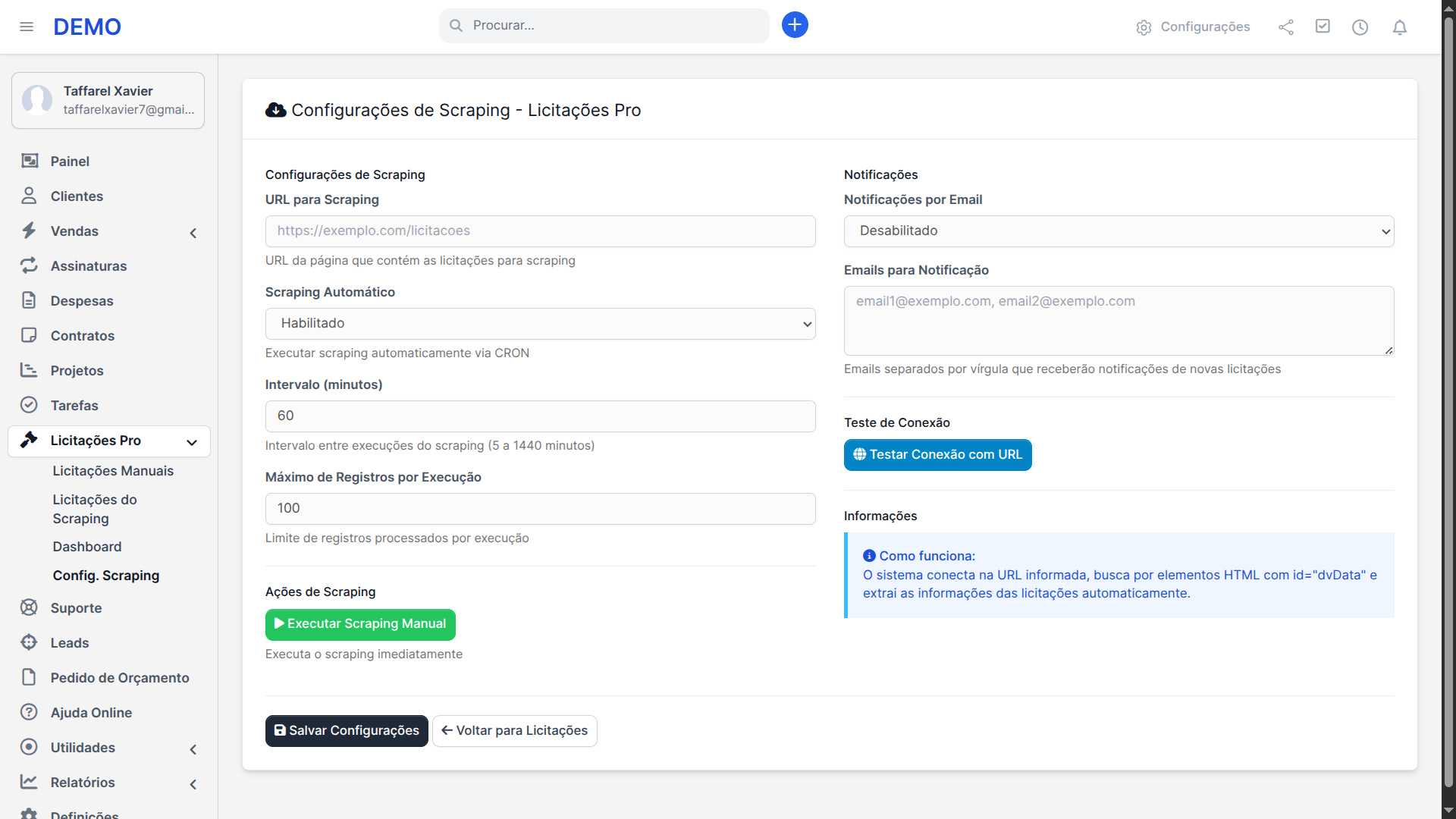 Taffarel.dev - Licitações Pro para Perfex CRM