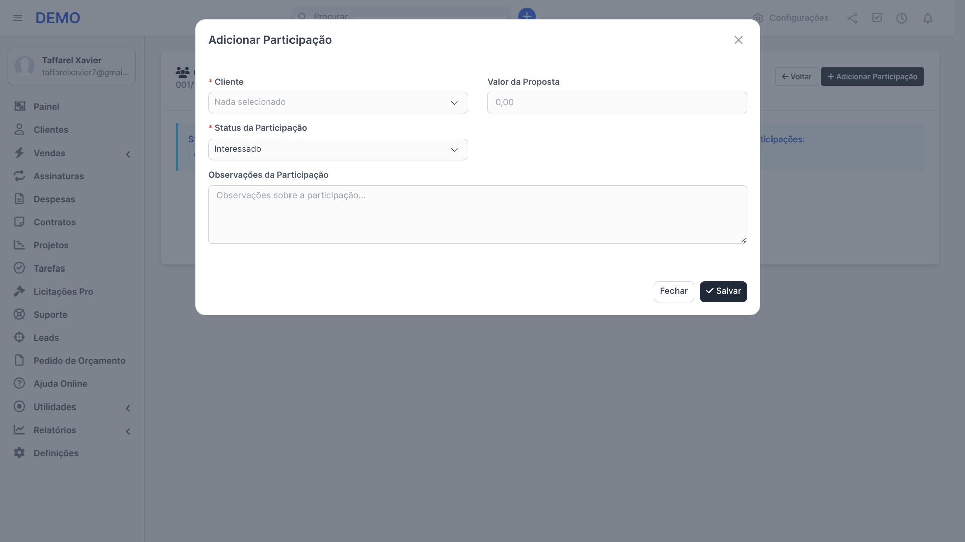 Taffarel.dev - Licitações Pro para Perfex CRM