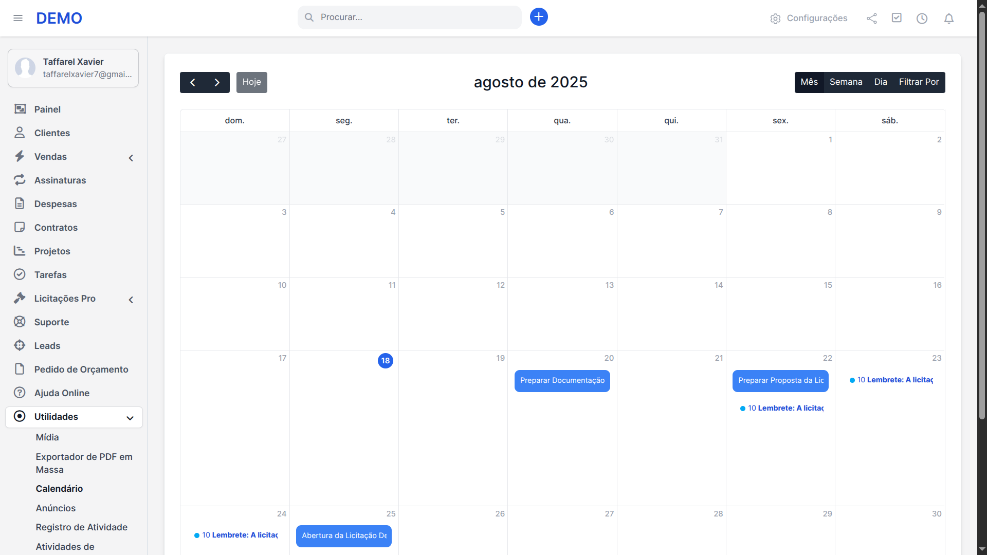 Taffarel.dev - Licitações Pro para Perfex CRM