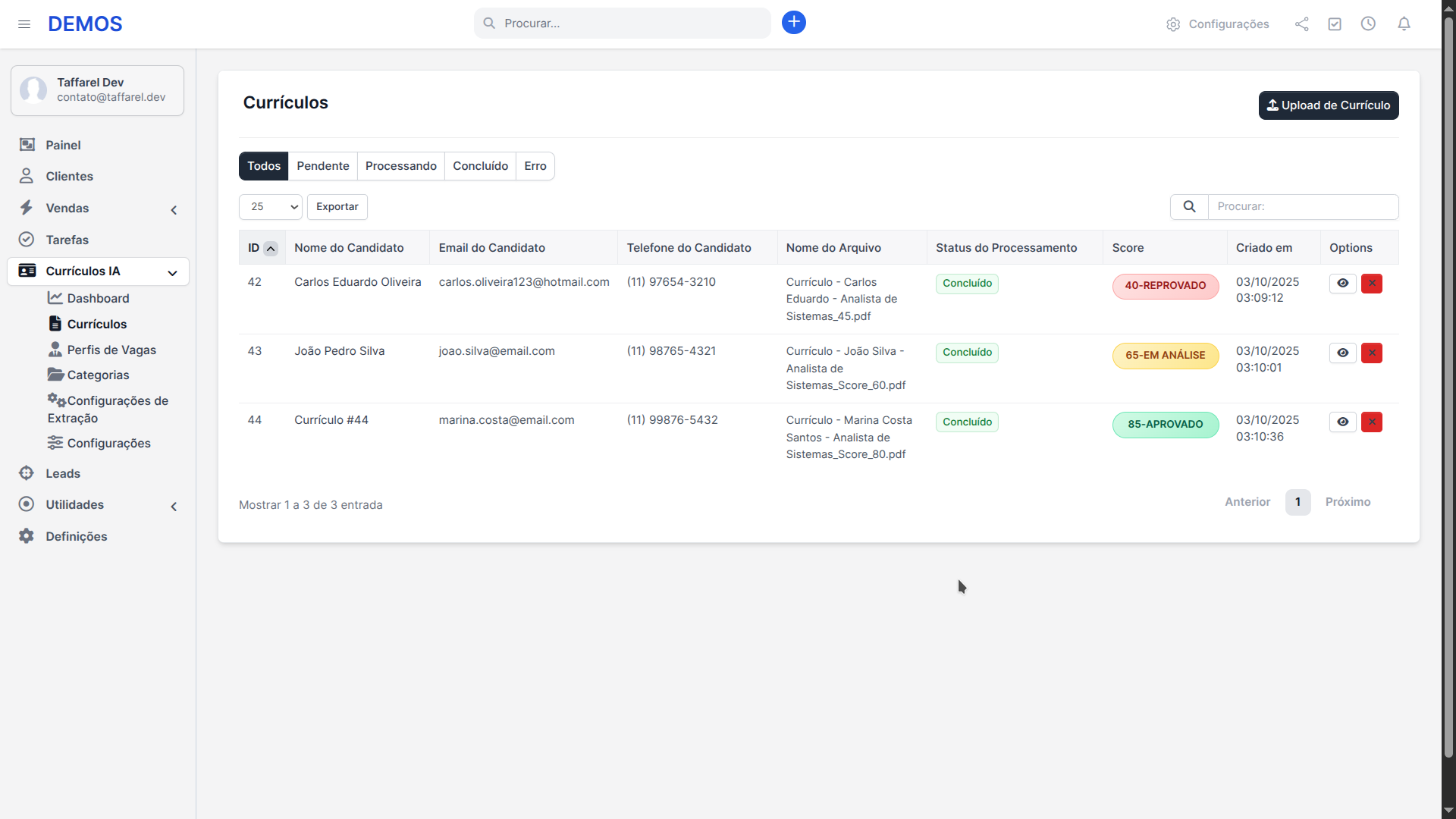 Análise Inteligente de Currículos com IA - Resume Analyzer