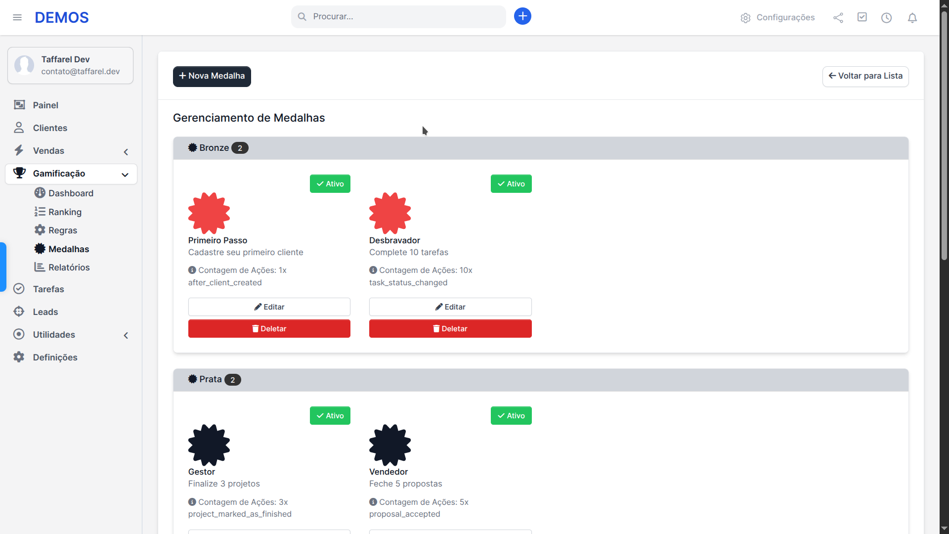 Taffarel.dev - Gamification Pro - Módulo Completo de Gamificação para Perfex CRM