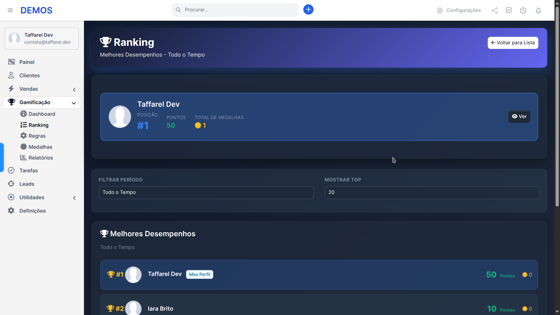 Taffarel.dev - Gamification Pro - Módulo Completo de Gamificação para Perfex CRM