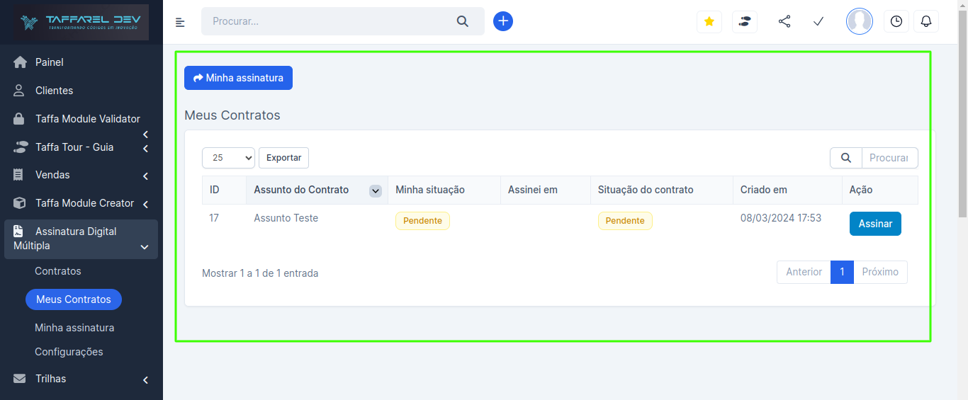 Taffarel.dev - Módulo Assinatura Digital Múltipla para Perfex CRM