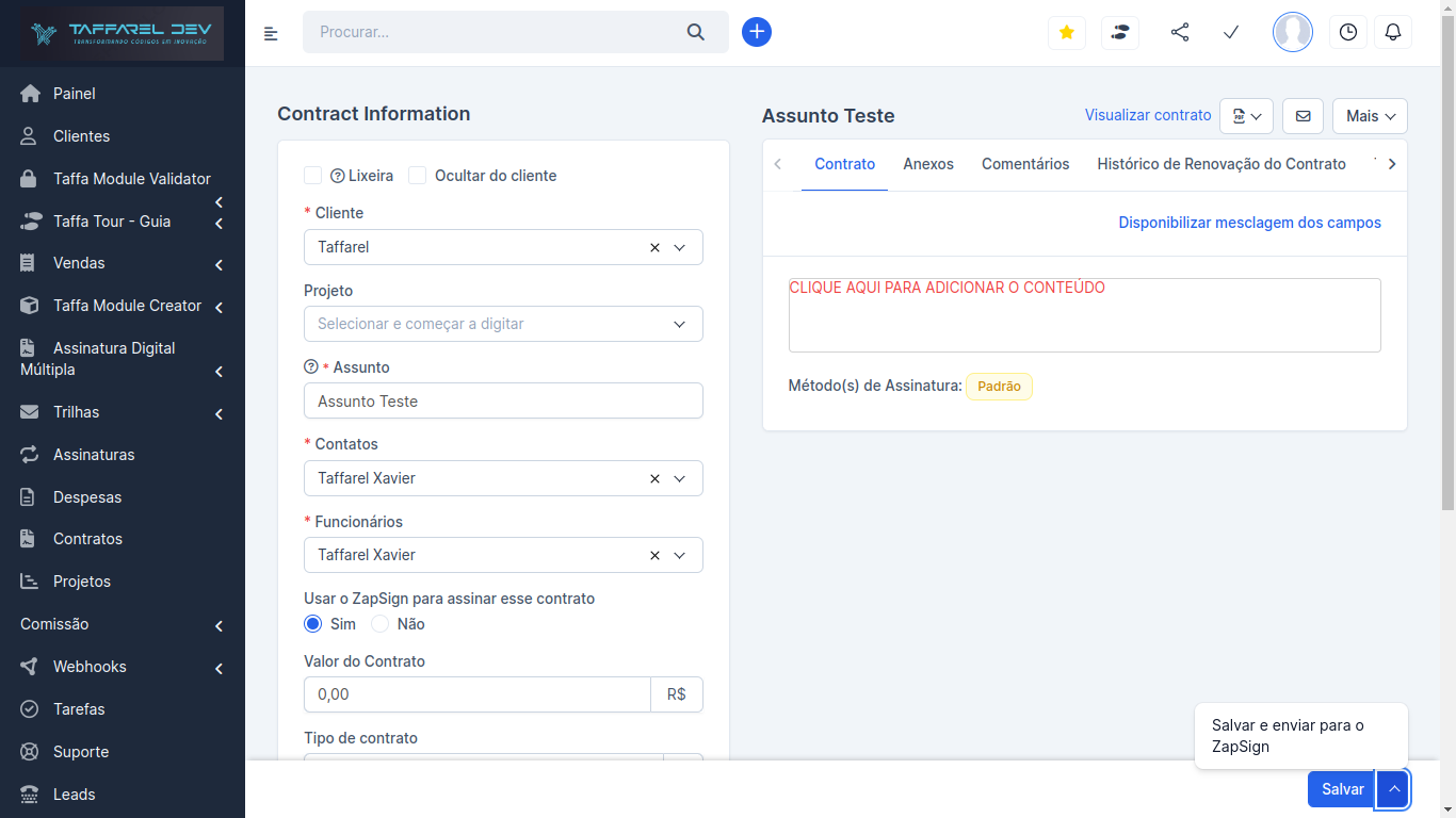 Taffarel.dev - Módulo Assinatura Digital Múltipla para Perfex CRM